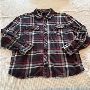 Vans Black and Red Plaid Casual Flannel Shirt